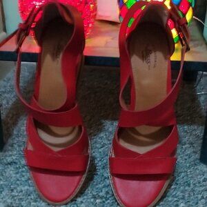 RED BASS SANDALS WOMEN'S SIZE 7.5M WITH WEDGE HEELS "RENAE" EXCELLENT CONDITION